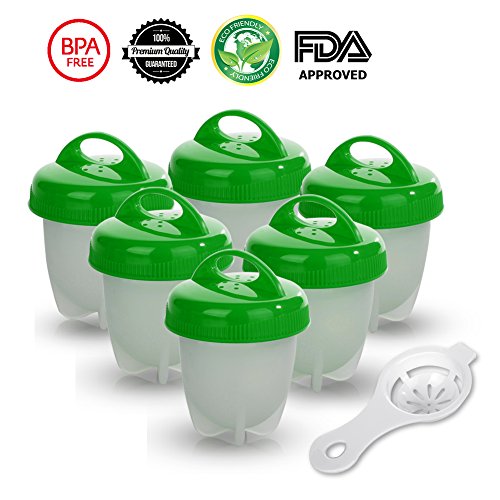 6er Eierbecher Set - Multifunktionale Eierhalt Antihaft-Eierkocher FDA-zugelassen von Gesundhome (Grün)
