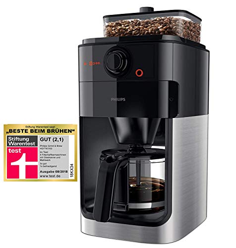 Philips HD7767/00 Grind und Brew Filter Kaffeemaschine, Kunststoff, Edelstahl, Schwarz