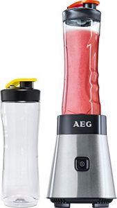 AEG SB2500 Standmixer (300 Watt, Vier-Klingen-Edelstahlmesser) inkl. 2x 0,6 Liter BPA-freie Trinkflaschen Grau