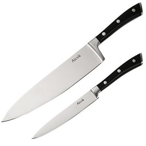 Aicok Messer-Set, Allzweckmesser und Kochmesser, Edelstahlklinge, Stahl geschmiedet, Kochmesser Set, Messer mit ergonomischem Griff