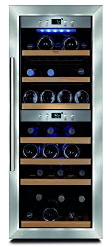 CASO WineMaster 38 Design Weinkühlschrank für bis zu 38 Flaschen (bis zu 310 mm Höhe), zwei Temperaturzonen 5-22°C, Energieklasse A