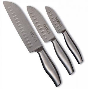 Messer Küchenmesser Set 3-teilig – Santoku Klinge – Eis gehärtet – Edelstahl – scharf und schön
