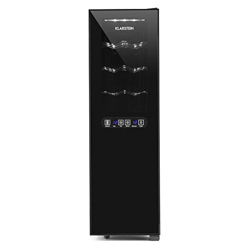 Klarstein Bellevin 16 Weinkühlschrank Getränkekühlschrank (45 Liter, 16 Flaschen, 2 Zonen, 6 Regaleinschübe, Touch-Bedienung, LCD-Display) schwarz