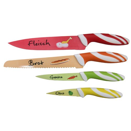 Top Star Messerset, 4 - teiliges Messerset aus hochwertigem Edelstahl, rostfrei, leichte Reinigung, Brotmesser, Fleischmesser, Gemüsemesser, Obstmesser - Set für jedenHaushalt - Küchenhelfer