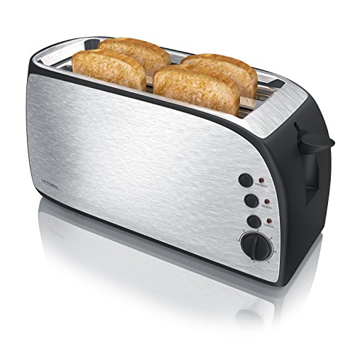 Arendo - Automatik Toaster Langschlitz | Defrost Funktion | wärmeisolierendes Gehäuse | abnehmbarer Brötchenaufsatz | 1200W-1500W | | 7 Stufen | herausziehbare Krümelschublade | Neues Modell 2017 - verbesserte Bräunungsstufen