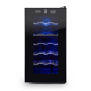 Klarstein Vinesse Weinkühlschrank Getränkekühlschrank Weintemperierschrank (52 Liter, 18 Flaschen, Touch-Bedienfeld, LCD-Display, Innen-Beleuchtung) schwarz