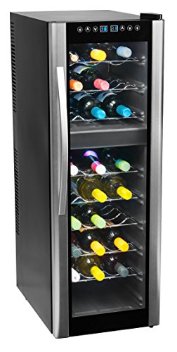 MEDION MD 37117 Weinkühlschrank Freistehend / C / 27 Flaschen / zwei Temperaturzonen / elektrische Temperatursteuerung /silber, schwarz
