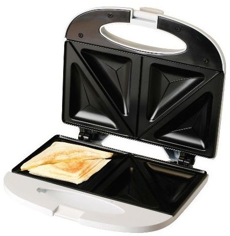 Evertoast Sandwichtoaster / Sandwichmaker mit Antihaftbeschichtung, Toaster mit 800 W Leistung, weiss