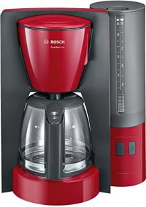 Bosch TKA6A044 Kaffeemaschine ComfortLine, Aromaschutz-Glaskanne, automatisch Endabschaltung wählbar in 20/40/60 minuten, 1200 W, rot / anthrazit