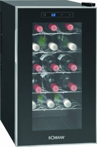 Bomann KSW 345 Weinkühlschrank Freistehend / B / 189 kWh/Jahr / 63.6 cm / 18 Flaschen / elektronische Temperatursteuerung und -einstellung / schwarz
