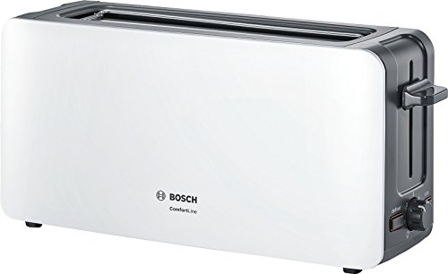 Bosch TAT6A001 Langschlitz-Toaster ComfortLine, automatische Brotzentrierung, Auftaufunktion, 1090 W, weiß / dunkelgrau