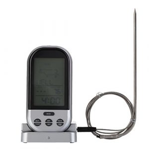 Demiawaking Digital Funk Grillthermometer Bratenthermoneter Temperaturfühler mit Timer für BBQ / Grill / Smoker