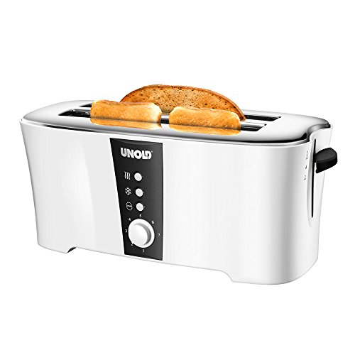 Unold 38020 Design Dual, 4-Scheiben-Doppel-Langschlitz-Toaster, 1.350 W,Wärmeisoliertes Cool-Touch-Gehäuse, 1350 watts, weiß