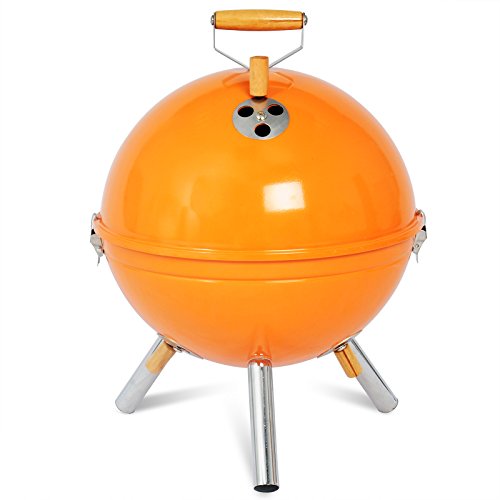 EUGAD CPZ8120or Holzkohlegrill 31 x 31 x 42 cm Mini-Grill emaillierter Grill Edelstahl Orange