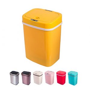 Sensor Mülleimer 12 Liter Automatik Abfalleimer bunt Push Kücheneimer Küche Bad Wohnzimmer (12 L, Gelb)