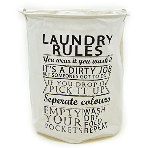 Pink Papaya Wäschesack Laundry Rules, formstabiler Leinen Wäschekorb für ihre Schmutzwäsche