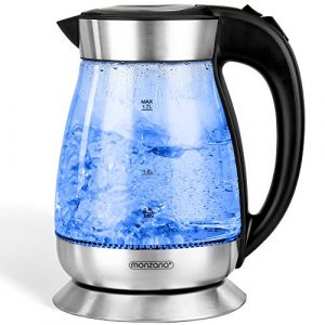Wasserkocher Teekocher Wasserkessel ✔Glas/Edelstahl ✔LED-Beleuchtung ✔2200 Watt ✔inkl. Kalkfilter ✔360° drehbarer Kontaktsockel ✔1,7 Liter