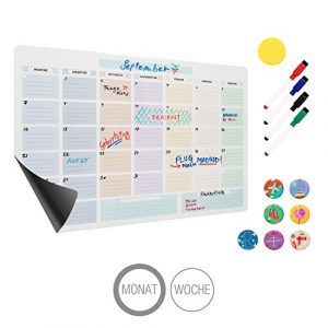 Amazy magnetischer Monatskalender inkl. 4 Marker, 7 Magnete und Radierer – Abwischbarer Kühlschrank Kalender für einen organisierte Monat (Monatlich)
