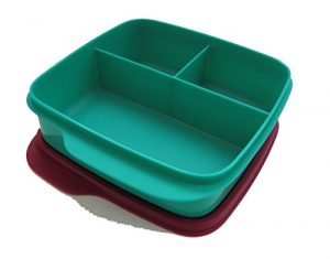 Tupperware Lunchbox Behälter mit Trennwand 550 ml Brotbox Kindi Schule Clevere Pause grün/weinrot