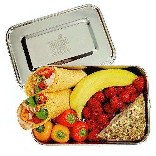 Green Steel: XXL Edelstahl Lunchbox (2400 ml | Silber) Umweltfreundliche Große Brotbox ToGo, Brotdose für Kinder & Erwachsene