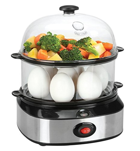 Elektrische Eierkocher, PYRUS Multifunktionale Elektrische Eierkocher mit Essen Gemüse Dampfer 7 Ei Kapazität, Gesundes Kochen, Köstlich, Ernährungs