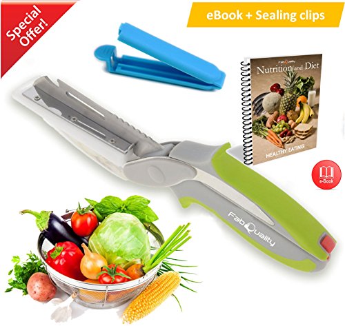 FabQuality Clever Cuttermesser Cutter 6-in-1 Küche Werkzeug Slicer Dicer Gemüse Chopper Ersatzmesser - Bonus Messer Gesunde Ernährung ebook enthalten (Englisch)