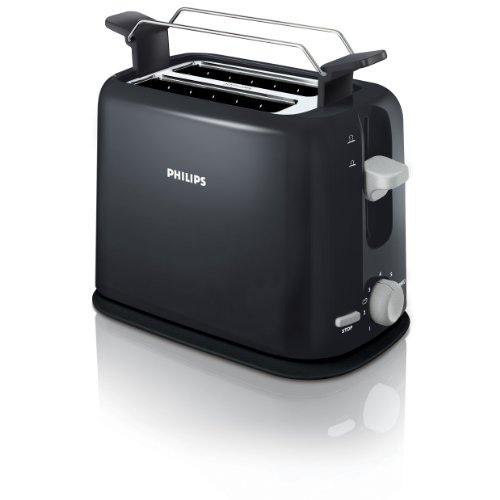 Philips HD2567/20 Toaster (950 Watt, 7 Stufen, Brötchenaufsatz, Stopp-Taste) schwarz