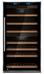 CASO WineComfort Touch 66 Design Weinkühlschrank für bis zu 66 Flaschen (bis zu 310 mm Höhe), zwei Temperaturzonen 5-20°C, Getränkekühlschrank, Energieklasse A