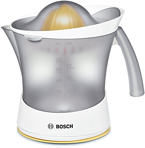 Bosch MCP3500 Zitruspresse (25 W, hohe Saftausbeute, abnehmbarer Saftbehälter, Fruchtfleisch-Regulierung) weiß