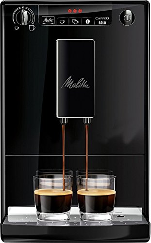Melitta Caffeo Solo E950-222 Schlanker Kaffeevollautomat mit Vorbrühfunktion | 15 Bar | LED-Display | höhenverstellbarer Kaffeeauslauf | Herausnehmbare Brühgruppe | Pure Black