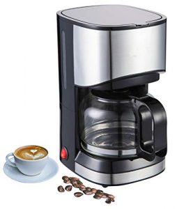 Edelstahldesign Kaffeemaschine | Filterkaffeemaschine | Kaffeefiltermaschine | Tropfstopp-Funktion | Drehbarer Filterbehälter | 550 Watt | Warmhalteplatte | Wasserstandsanzeige |