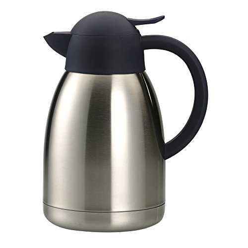 Isolierkanne Edelstahl doppelwandig - Teekanne silber mit Drehverschluss zum Warmhalten von Kaffee,Tee und Heißwasser-Fassungsvermögen: ca. 1,5 Liter