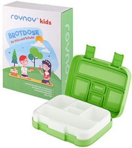 roynoy | Brotdose Kinder | mit Trennwand | Bento Box Kinder | Frühstücksbox | für Kindergarten Kita Schule (grün | Green)