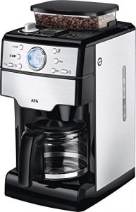 AEG KAM 400 Kaffeemaschine (Integriertes Mahlwerk, 9 Mahlgradeinstellungen, programmierbarer Timer, Kaffeepulver oder Kaffeebohnen, Aroma-Funktion, 1,25 l, Sicherheitsabschaltung, Edelstahl/schwarz)