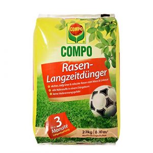COMPO Rasen-Langzeitdünger, 3 Monate Langzeitwirkung, Feingranulat, 20 kg, 800 m²