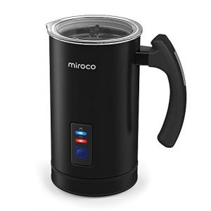 Miroco Milchaufschäumer 240ml 500W Elektrischer Flüssigkeitsaufheizer Milchschäumer mit Funktionen für Heiße und kalte Milch Geräuschloser Betrieb, Antihaftbeschichtung (Schwarz)
