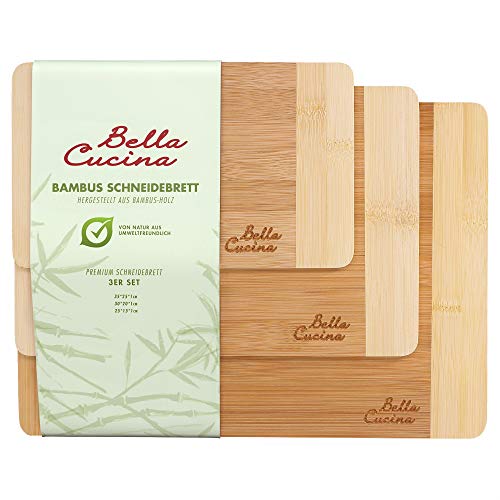 Bella Cucina Premium Schneidebrett Set | Bambus-Holz Küchenbrett | Schnittfest
