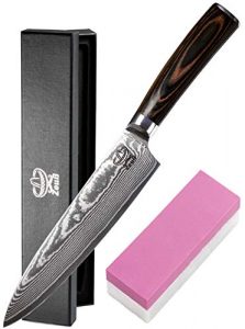 Zeuß XL Küchenmesser Damastmesser (32cm) – Profimesser – Santoku – Kochmesser – Chefmesser – Allzweckmesser – 67 Schichten Japanischem Damaststahl