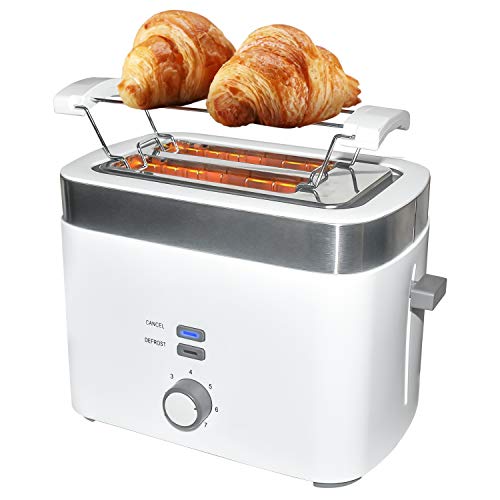 ABC Lifestyle Toaster, Zwei Extra Breiten Toastschlitzen, Brötchenaufsatz Weißbrot Toaster mit Bagel, Auftau- Funktion, Einschließlich Abnehmbarer Krümelschublade, BPA-Frei