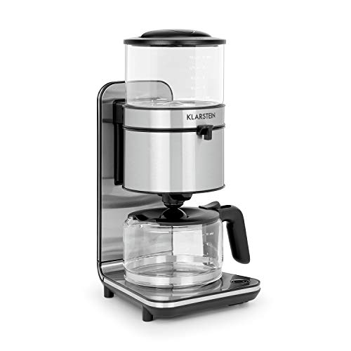 KLARSTEIN Soulmate Kaffeemaschine - Filter-Kaffeemaschine, 1800 Watt, 1,25 Liter, 4 bis 10 Tassen, Schwallbrühverfahren, Glas, Edelstahl, Silber