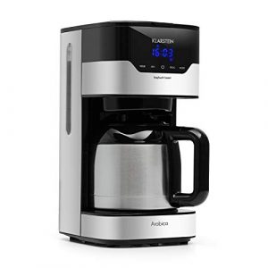 Klarstein Kaffeemaschine Arabica mit Filter – Filter-Kaffeemaschine, 800 Watt, EasyTouch Control, 1.2 L, bis 12 Tassen, inkl. Permanentfilter, silber-schwarz